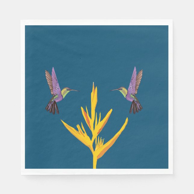 Serviette En Papier Oiseaux de mer Fleur jaune (Devant)