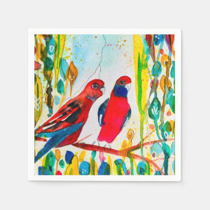 Serviette En Papier Oiseaux de Rosella dans l'art de l'aquarelle des a