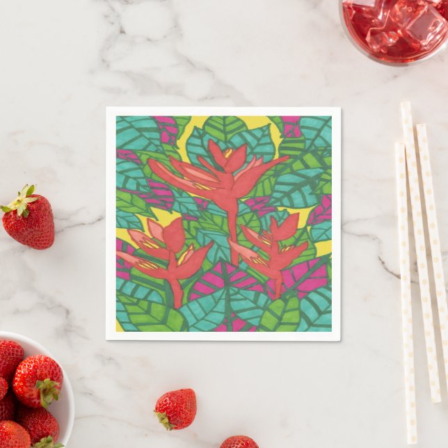 Serviette En Papier Oiseaux du paradis tropical (En situation)