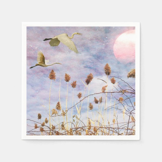 Serviette En Papier Oiseaux en bord de mer (Devant)