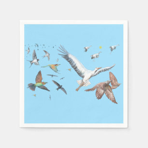 Serviette En Papier Oiseaux migrateurs traçant leurs vols Illustration