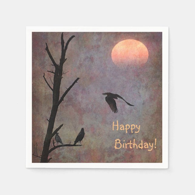 Serviette En Papier Oiseaux peintres Anniversaire (Devant)