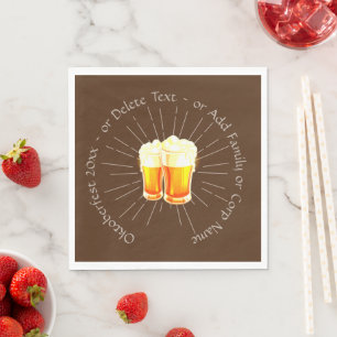 Serviette En Papier Oktoberfest 20xx Lunettes de bière Brown Sunburst