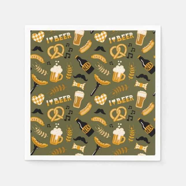 Serviette En Papier Oktoberfest Beer Food Motif sans soudure (Devant)