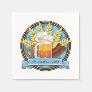 Serviette En Papier Oktoberfest Bière Sausage Pretzel Logo bavarois