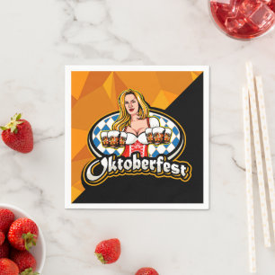 Serviette En Papier Oktoberfest Bière Steins Femme Servante