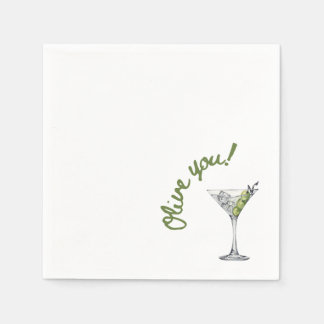 Serviette En Papier Olive Martini "Olive you !" Cocktail serviettes