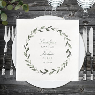 Serviette En Papier Olive Wreath Mariage Élégant