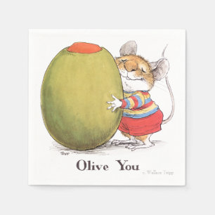 Serviette En Papier Olive You Mouse Cocktail Napkin