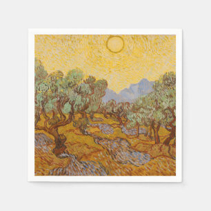 Serviette En Papier Oliviers de Van Gogh Ciel Soleil Jaune