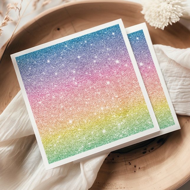 Serviette En Papier Ombre de Parties scintillant arc-en-ciel (Créateur téléchargé)