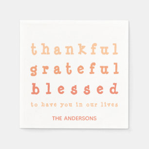 Serviette En Papier Ombre Merci Grateful Thanksgiving