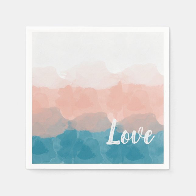 Serviette En Papier Ombre rose et bleu amour dégradant (Devant)