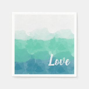 Serviette En Papier Ombre Turquoise Blue et Neo Mint Love