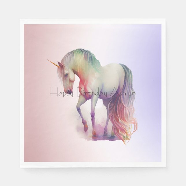 Serviette En Papier Ombre Unicorne magique violet (Devant)