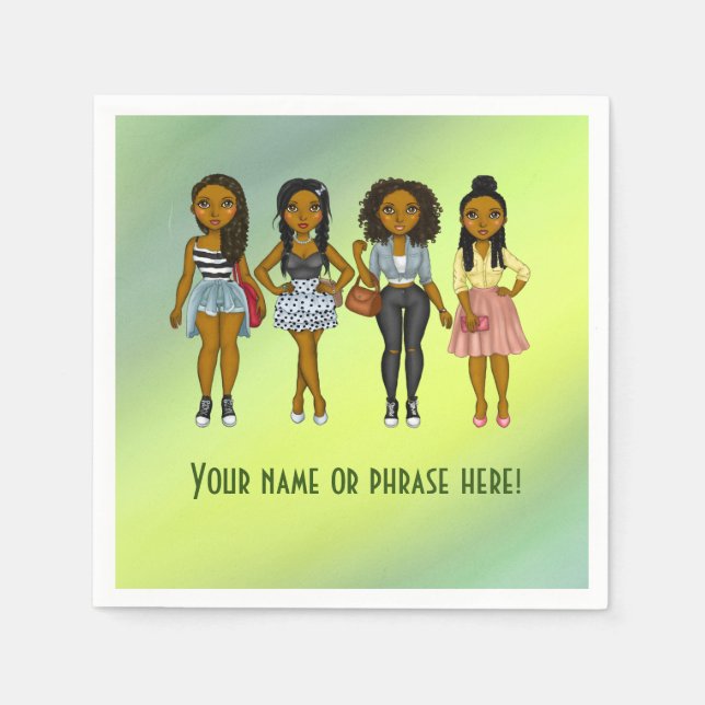 Serviette En Papier Ombré vert Sassy Diva Femmes (Devant)