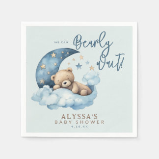 Serviette En Papier On peut attendre le Baby shower bleu