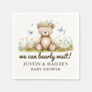 Serviette En Papier On peut attendre le Baby shower Fleur sauvage fill