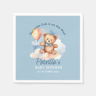 Serviette En Papier On Peut Attendre Le Baby shower Teddy Bear Garçon