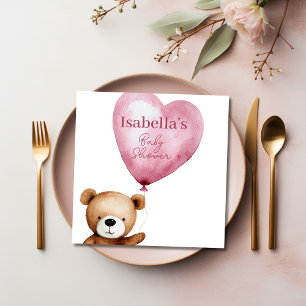 Serviette En Papier On peut attendre le papier Baby shower rose fille