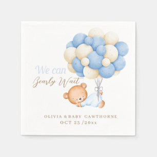 Serviette En Papier On peut attendre Teddy Balloon Baby Boy Douche