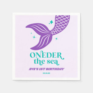 Serviette En Papier ONE der The Sea Mermaid 1er fête d'anniversaire