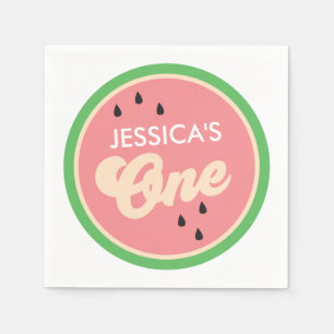 Serviette En Papier One In a Melon First Birthday Cocktail Napkins