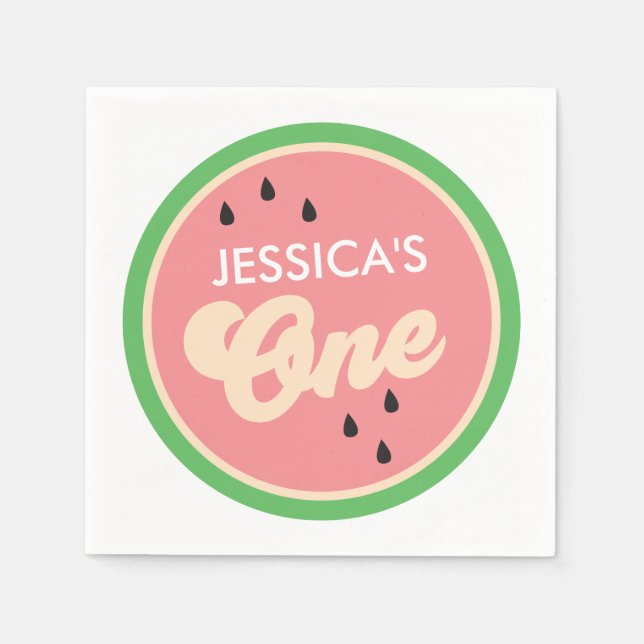 Serviette En Papier One In a Melon First Birthday Cocktail Napkins (Devant)