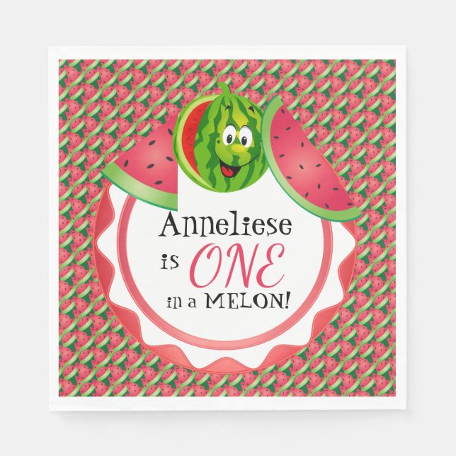 Serviette En Papier One In A Melon L'anniversaire de l'enfant (Devant)