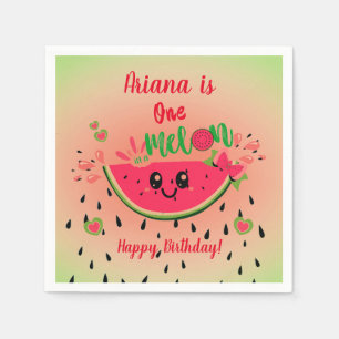 Serviette En Papier One In a Melon Watermelon Girl's First Birthday