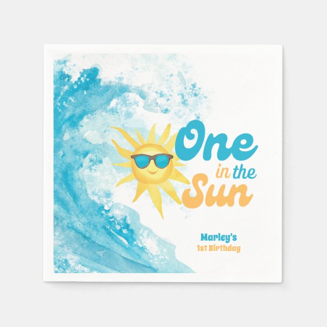 Serviette En Papier One in the Sun 🌞 1st Birthday Beach Theme (Devant)