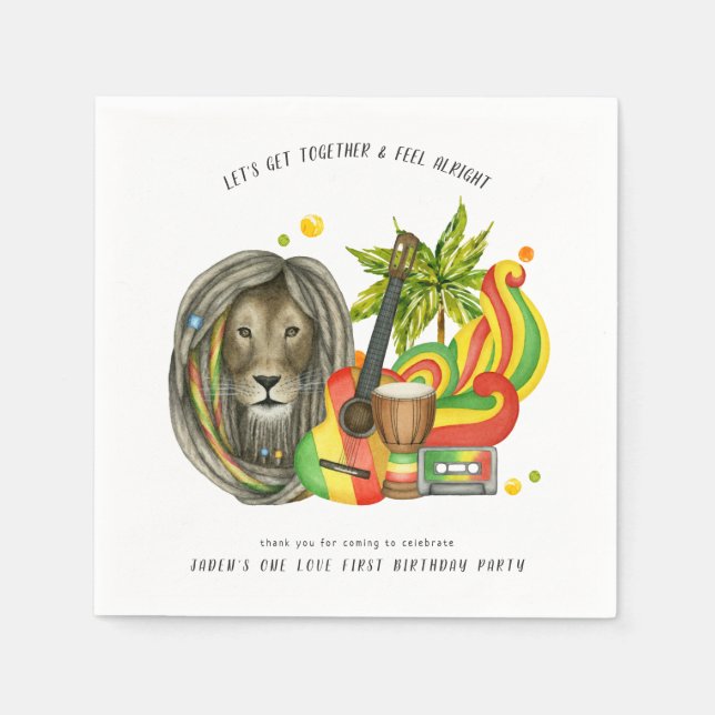 Serviette En Papier One Love First Birthday Party (Devant)