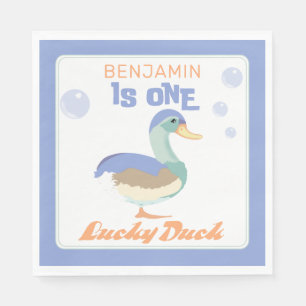 Serviette En Papier One Lucky Duck & Bubbles Premier Anniversaire Pas