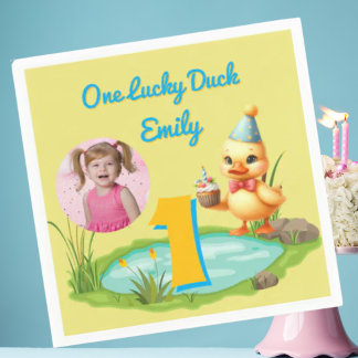 Serviette En Papier One Lucky Duck Kids 1st Birthday Photo