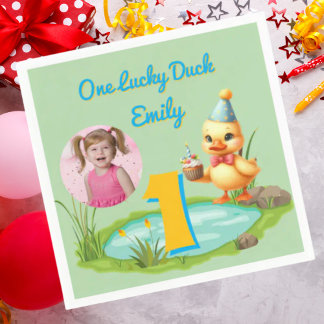 Serviette En Papier One Lucky Duck Kids 1st Birthday Photo