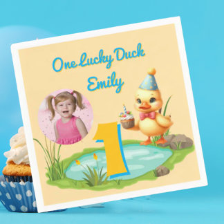 Serviette En Papier One Lucky Duck Kids 1st Birthday Photo