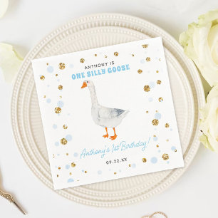Serviette En Papier One Silly Goose Boys 1er Anniversaire