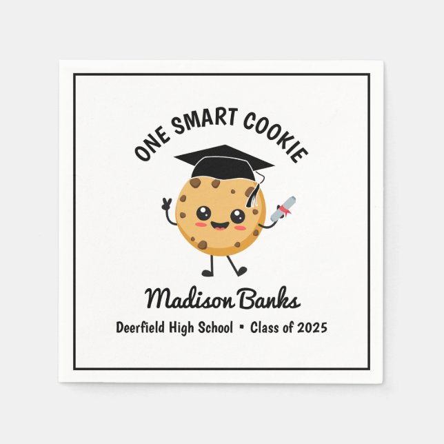 Serviette En Papier "One Smart Cookie" Jote Funny Graduation Dessert (Devant)