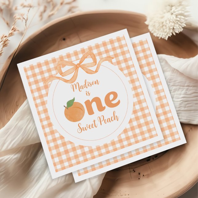 Serviette En Papier One Sweet Peach Girl 1er anniversaire (Créateur téléchargé)
