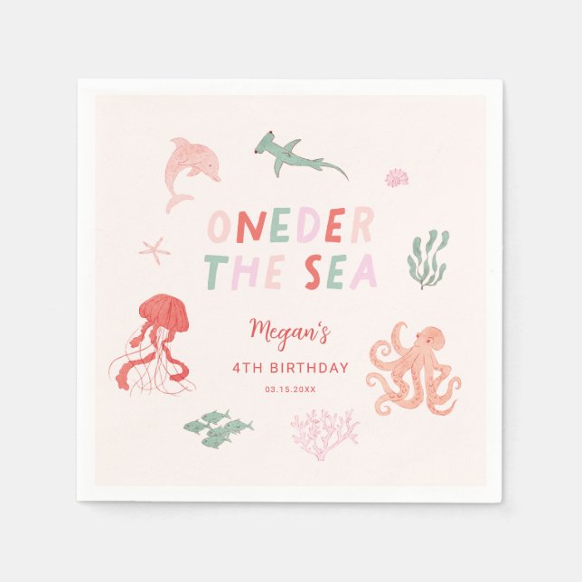 Serviette En Papier ONEder La Fille de la mer fête d'anniversaire (Devant)