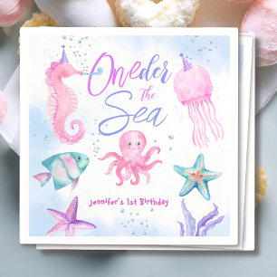 Serviette En Papier ONEder La Mer   Mermaid 1er anniversaire Cute Ocea