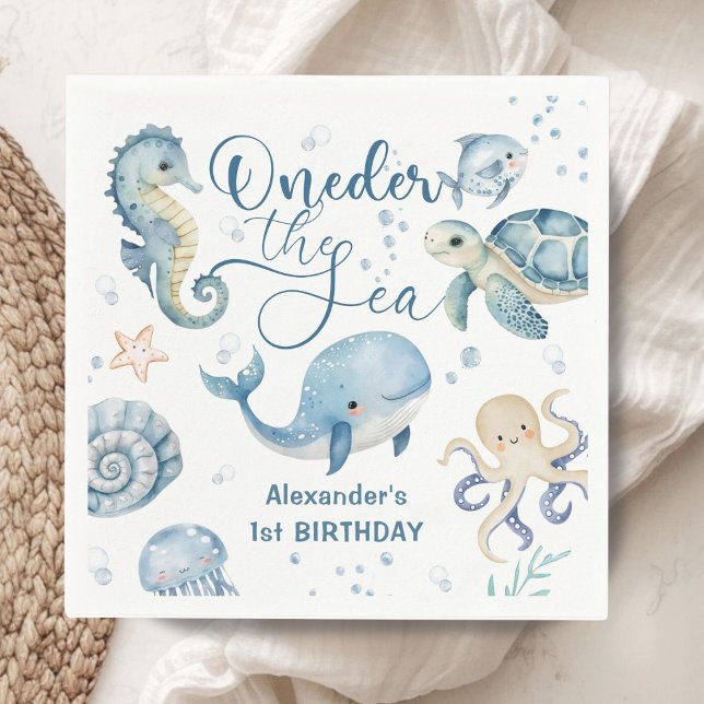 Serviette En Papier ONEder The Sea Boy 1er Anniversaire Mignonne Océan (Créateur téléchargé)
