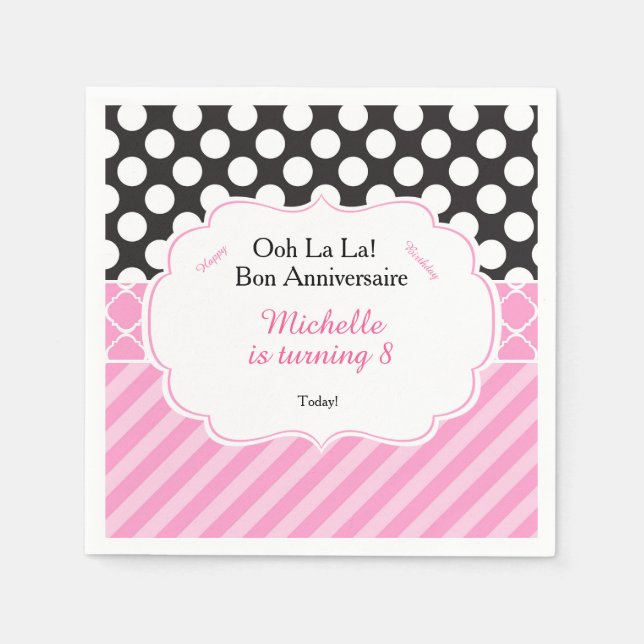Serviette En Papier Ooh la la Paris Tea Anniversaire (Devant)