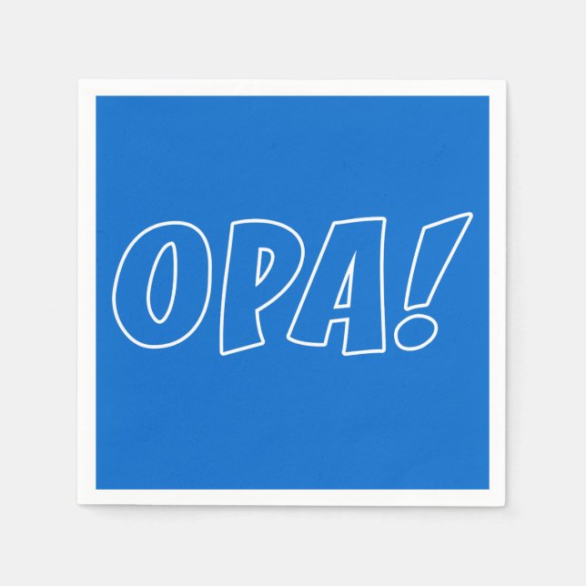 Serviette En Papier Opa Grec Célébration Blue Napkins (Devant)