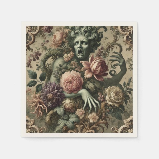 Serviette En Papier Opulence Opatique - Gothique Floral Baroque (Devant)