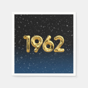 Serviette En Papier Or 1962 Balloons de l'année de naissance avec Star