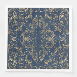 Serviette En Papier Or bleu Vintage Or orange