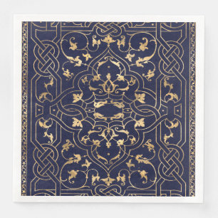 Serviette En Papier Or bleu Vintage Or orange