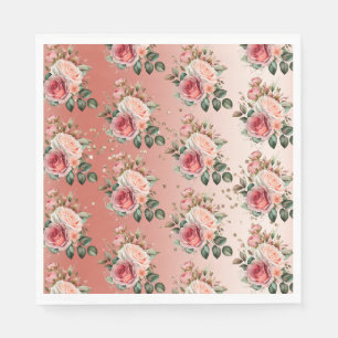 Serviette En Papier Or Confetti rose Roses Floral
