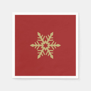 Serviette En Papier Or de conception de flocon de neige sur le rouge